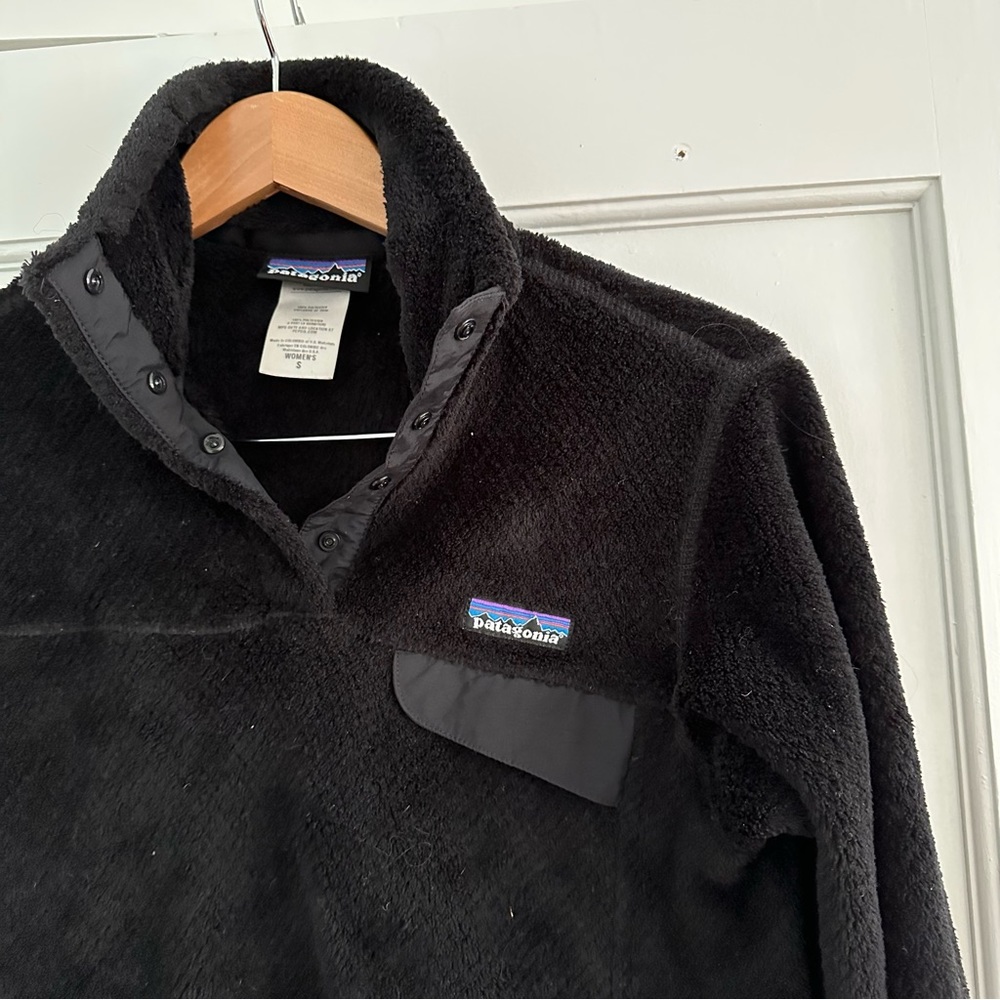PATAGONIA Women's Pullover Fleece Snap-T Re-Tool Button Up Black Small